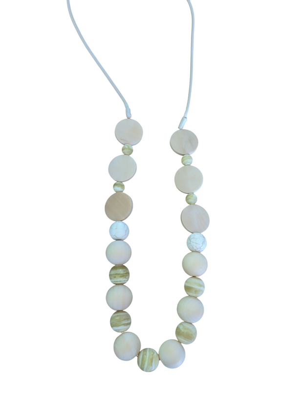 Long Wood Bead Necklace