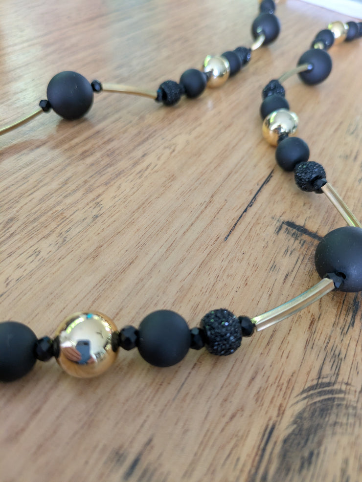 Black and Gold Long Necklace