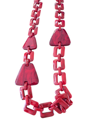 Red Geometric Long Necklace