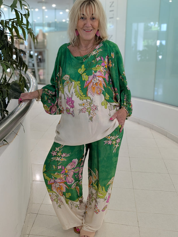 La Lisa Silk Top and Pant Set