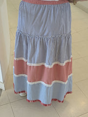 Gypsy Striped Fringed Skirt