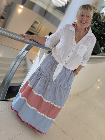 Gypsy Striped Fringed Skirt